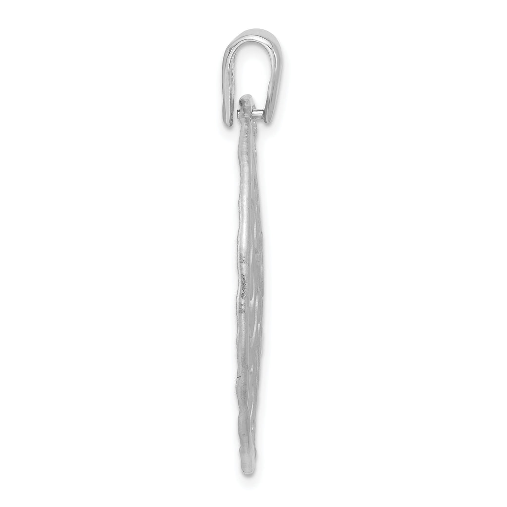 Sterling Silver Rhodium Plated Polished and Brushed Pendant