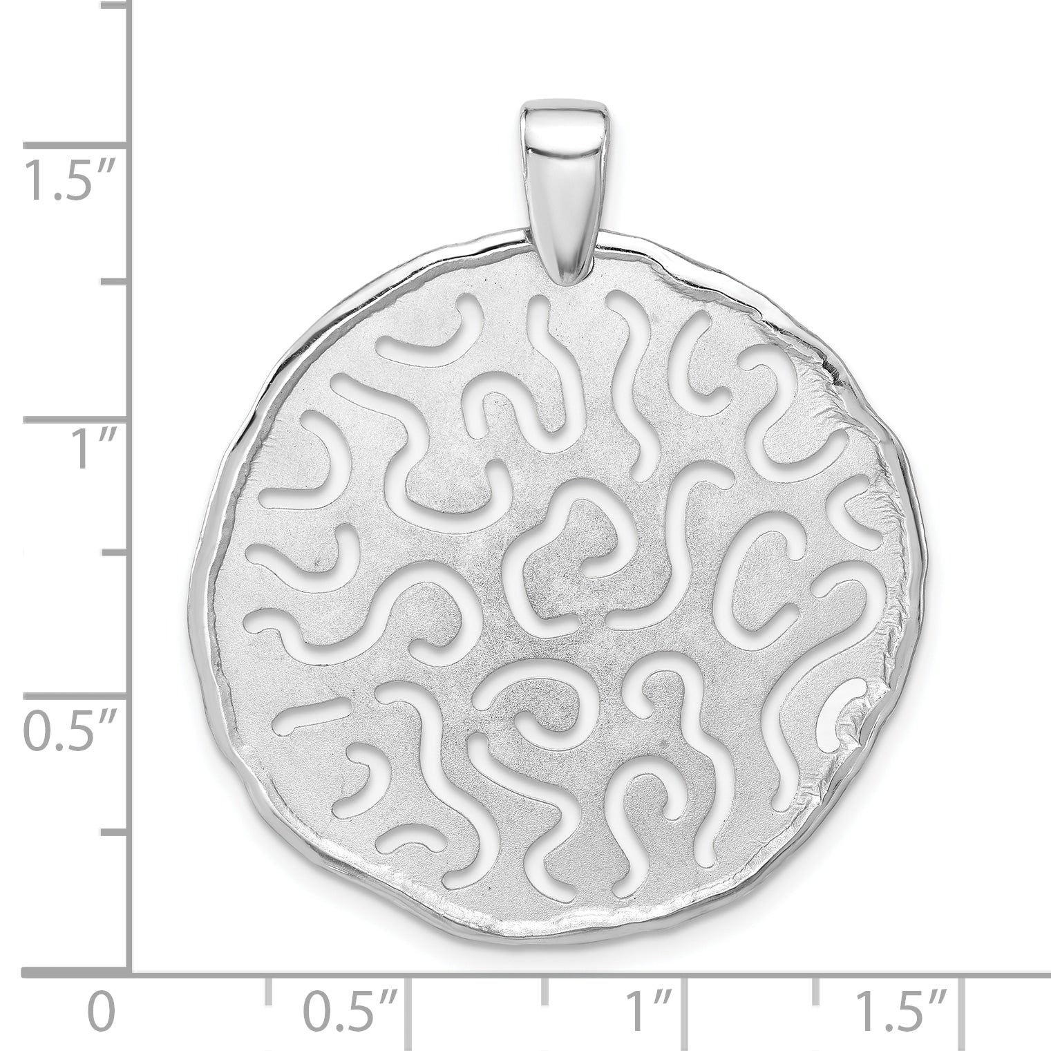Sterling Silver Rhodium Plated Polished and Brushed Pendant