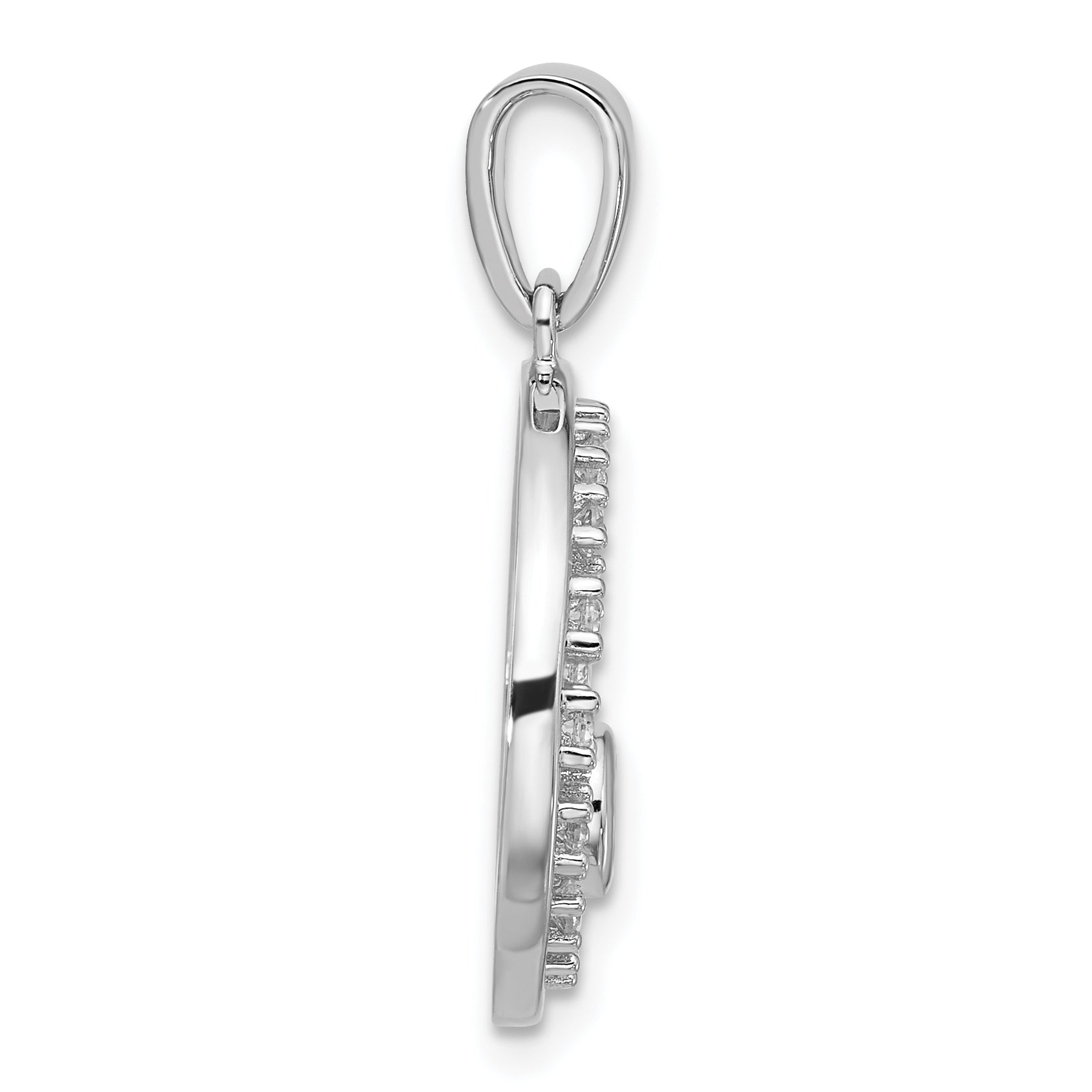 Pure Fire Sterling Silver Rhodium-plated Fancy CZ Circle Pendant