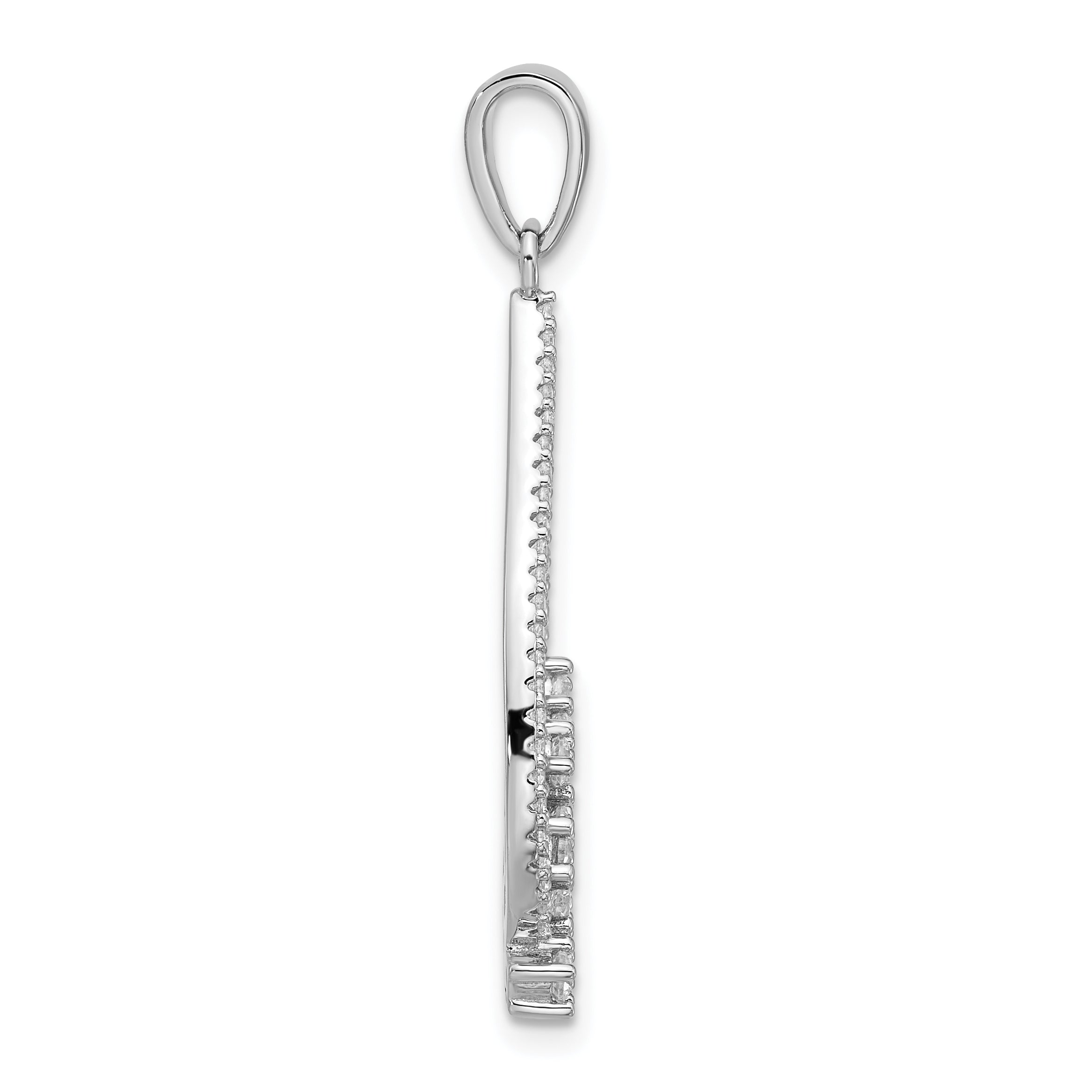 Pure Fire Sterling Silver Rhodium-plated Fancy CZ Drop Pendant
