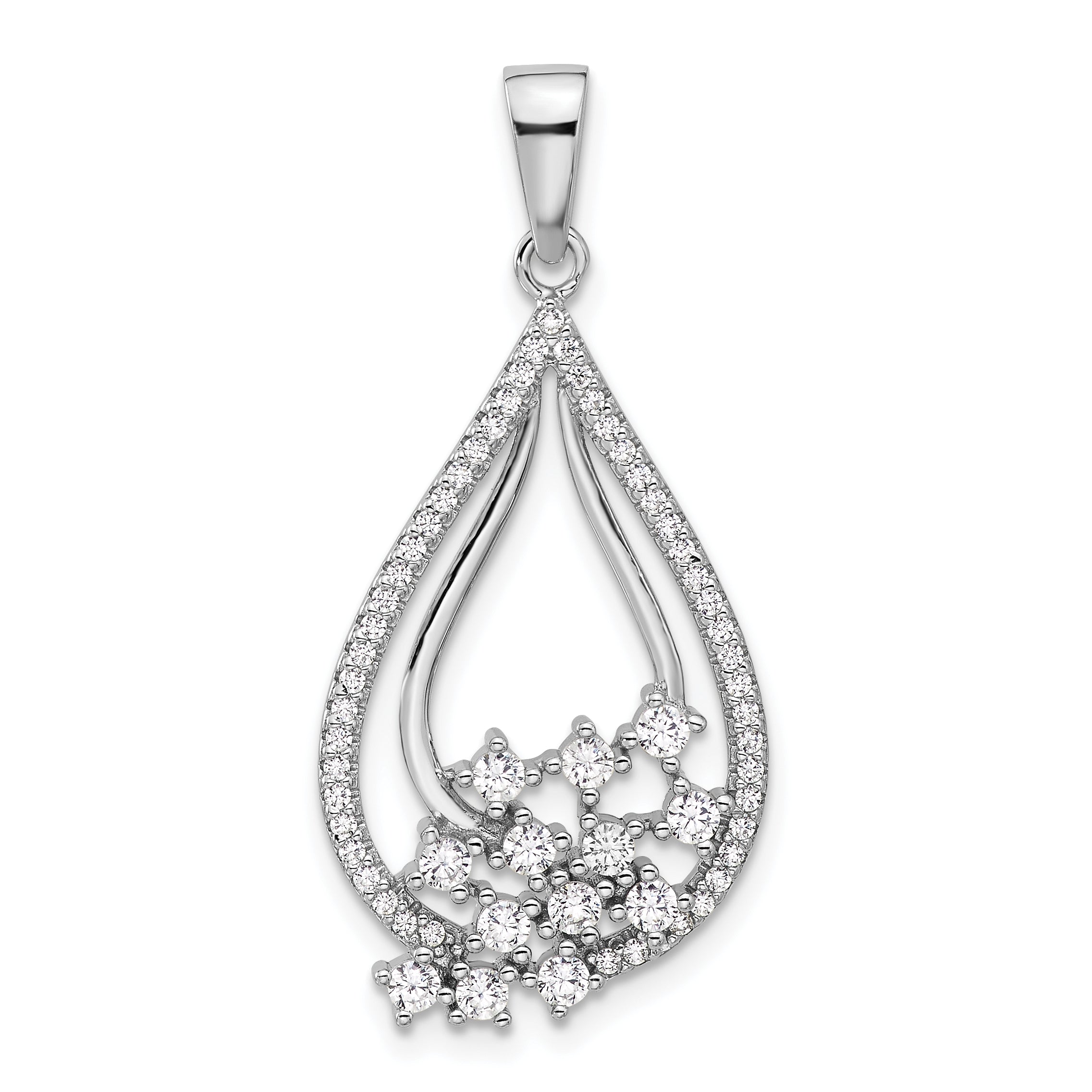 Pure Fire Sterling Silver Rhodium-plated Fancy CZ Drop Pendant Main image