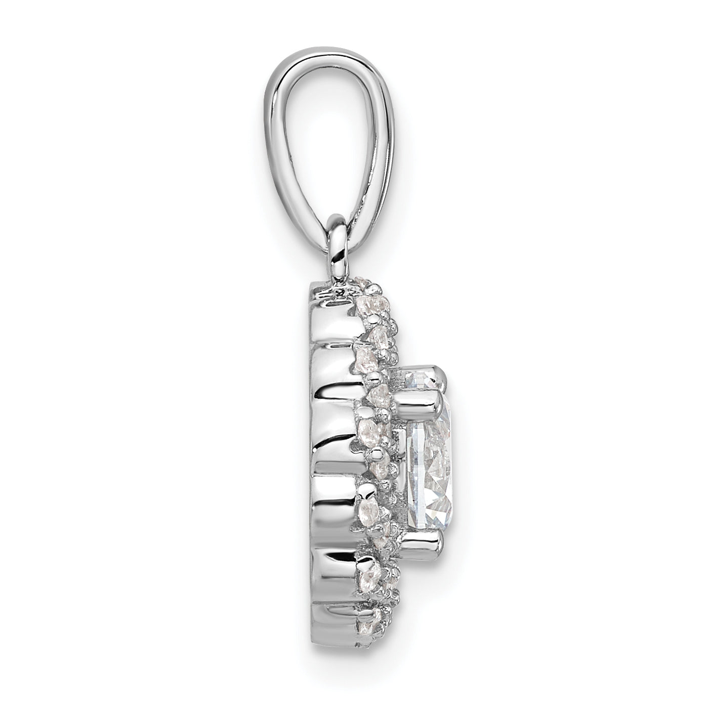 Pure Fire Sterling Silver Rhodium-plated Fancy CZ Round Pendant