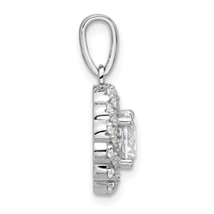 Pure Fire Sterling Silver Rhodium-plated Fancy CZ Round Pendant