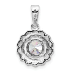Pure Fire Sterling Silver Rhodium-plated Fancy CZ Round Pendant