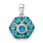 Sterling Silver Rhodium-plated Blue/Green Nano Crystal & CZ Floral Pendant