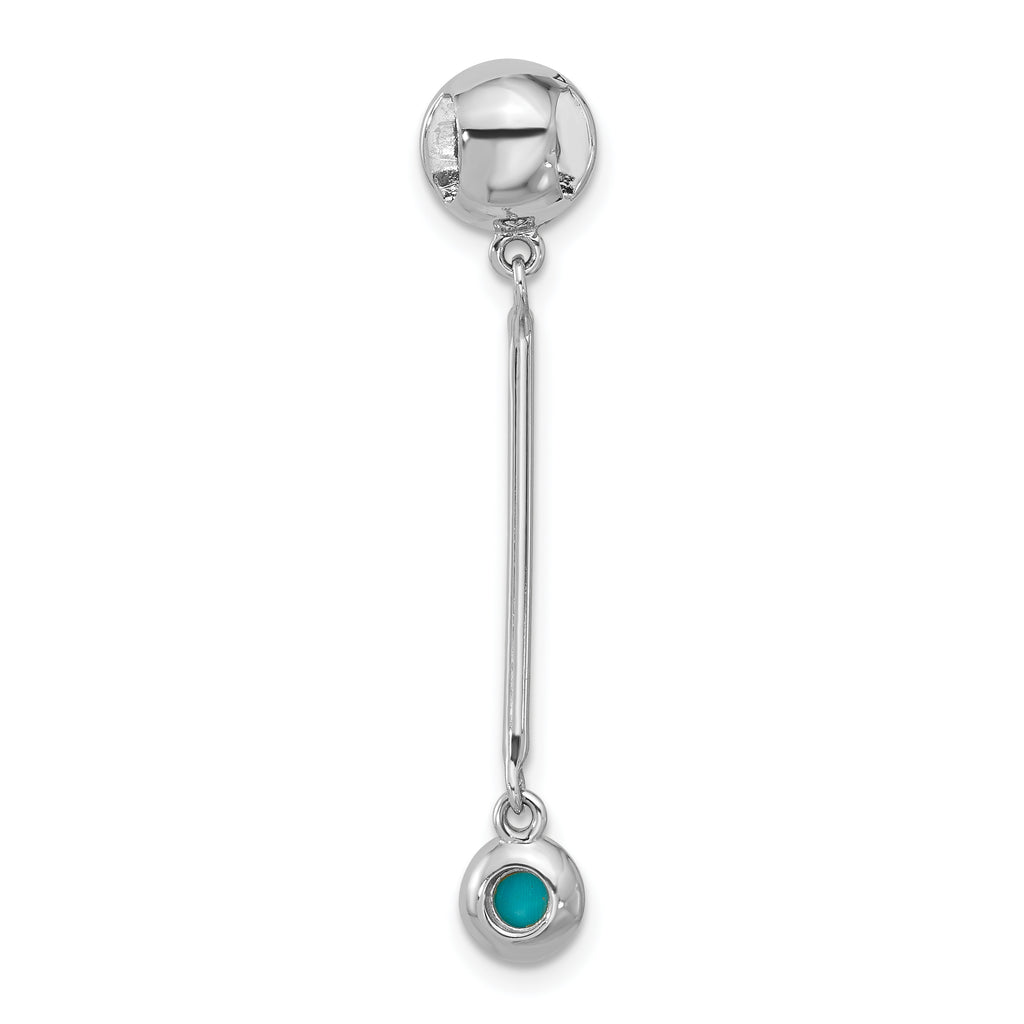 Sterling Silver Rhodium-plated Turquoise Drop Chain Slide