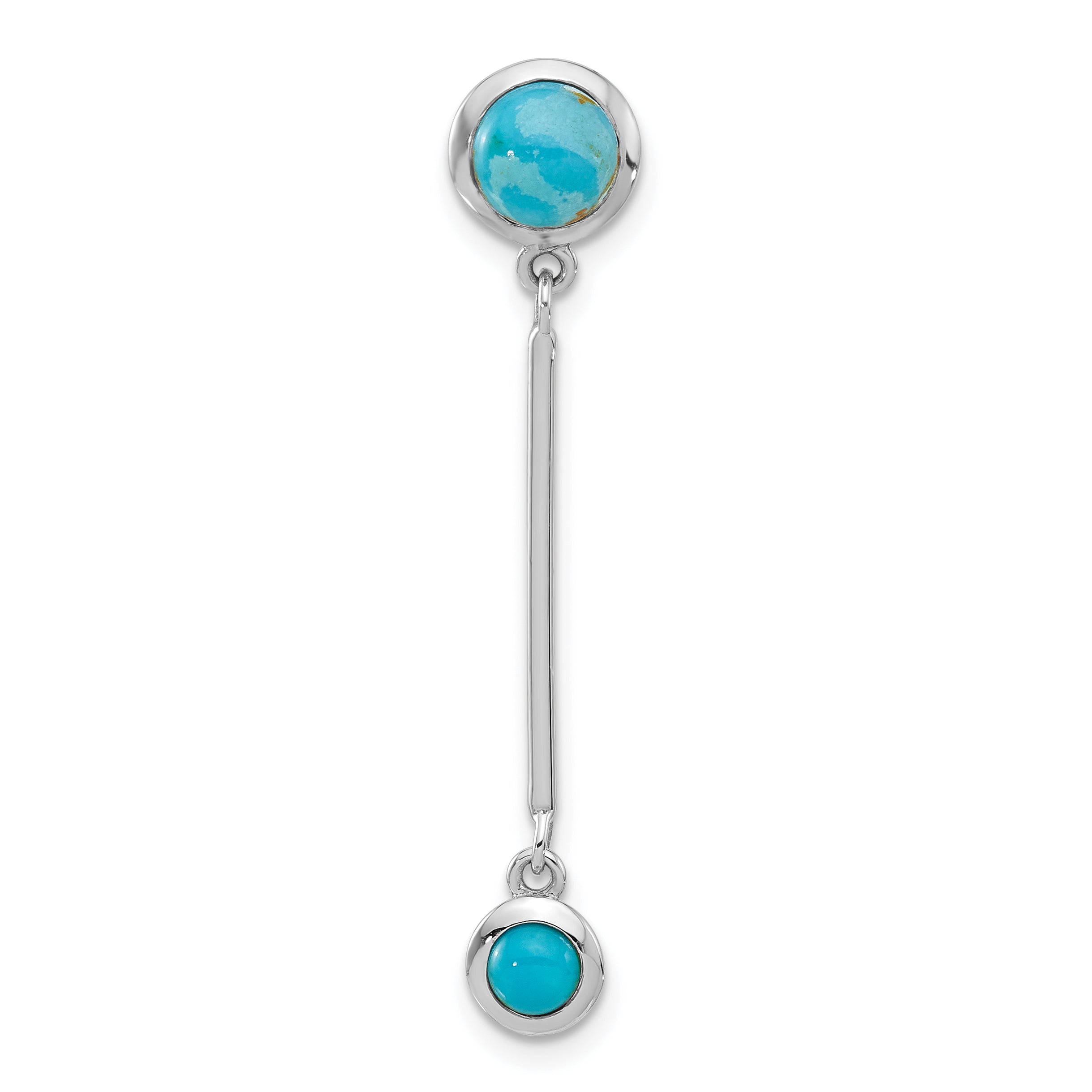 Sterling Silver Rhodium-plated Turquoise Drop Chain Slide Main image