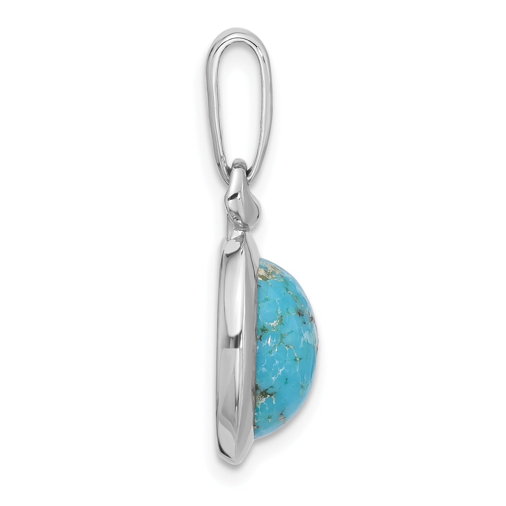 Sterling Silver Rhodium-plated Turquoise Oval Pendant Secondary image