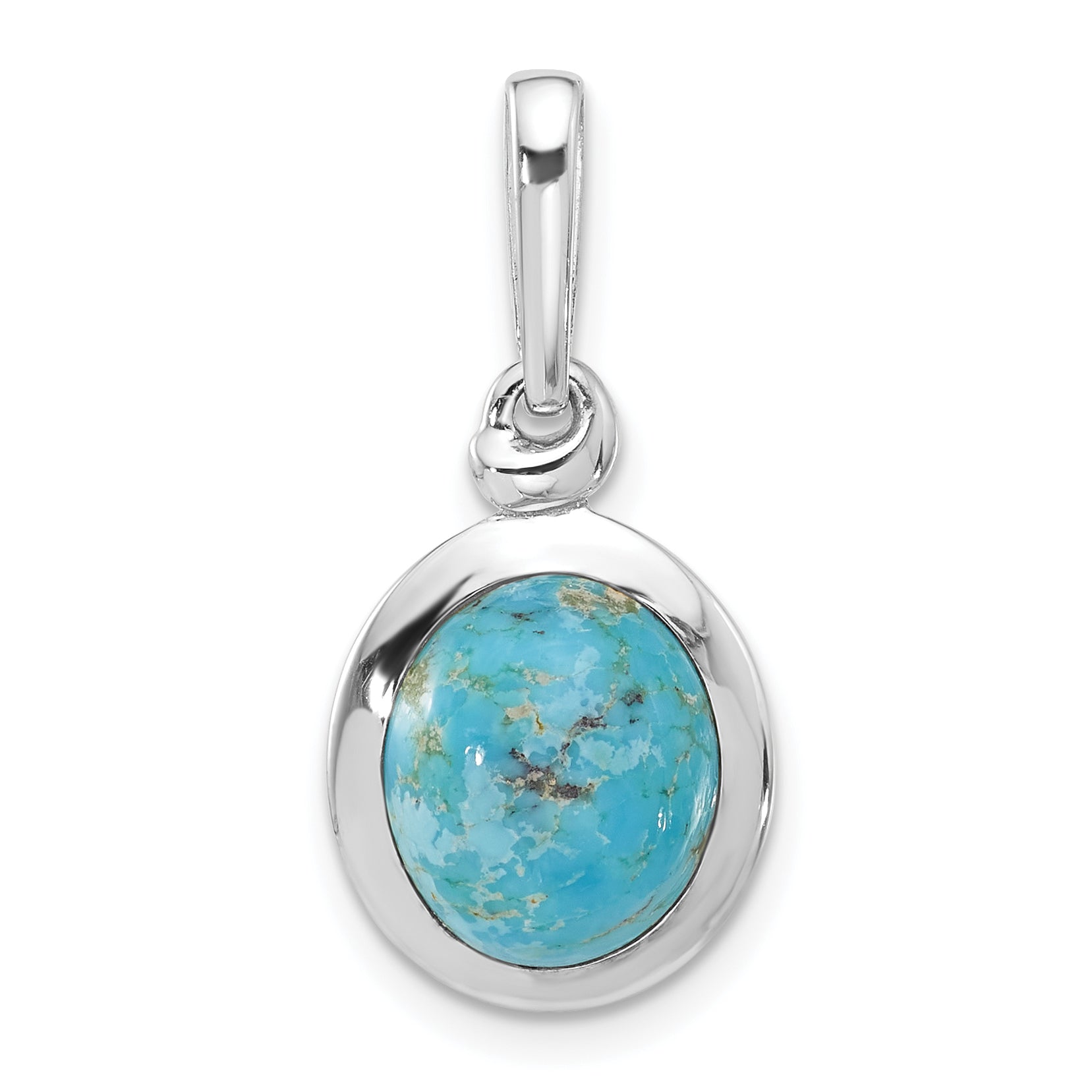 Sterling Silver Rhodium-plated Turquoise Oval Pendant Main image