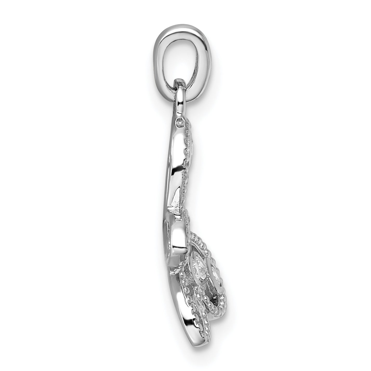 Sterling Silver Rhodium-plated CZ Butterfly Pendant Secondary image