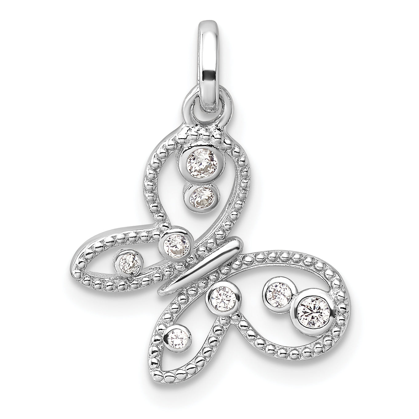 Sterling Silver Rhodium-plated CZ Butterfly Pendant Main image