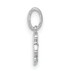 Sterling Silver RH-plated Pink & Green Enamel Tulip Children's Pendant