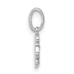 Sterling Silver RH-plated Pink & Green Enamel Tulip Children's Pendant