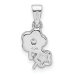 Sterling Silver RH-plated Blue/Pink Enamel & CZ Floral Children's Pendant