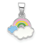Sterling Silver RH-plated Multi-color Enamel Rainbow Children's Pendant