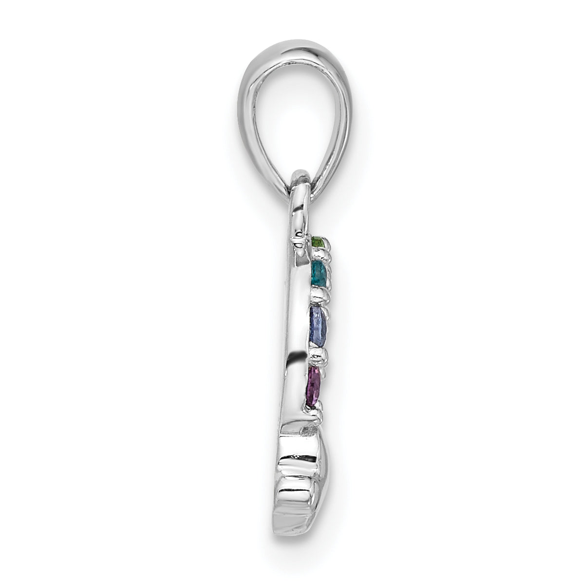 Sterling Silver Rhod-plated Crystal Rainbow & Clouds Children's Pendant Secondary image