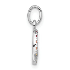 Sterling Silver Rhod-plated Multi-color Crystal Planet Children's Pendant