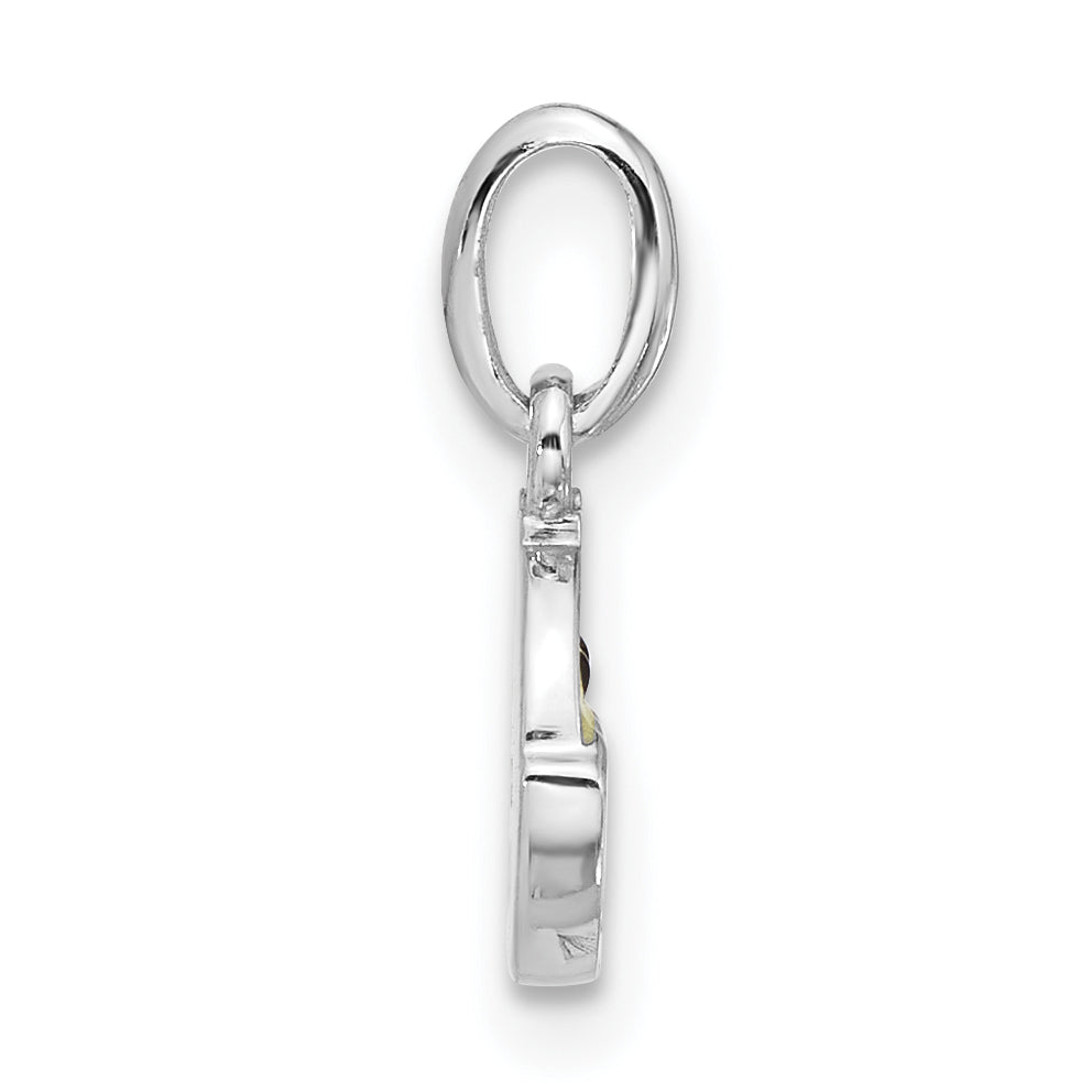 Sterling Silver Rhodium-plated Enameled Chick in Egg Children's Pendant Secondary image