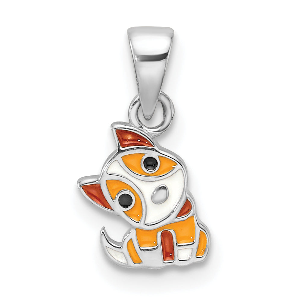 Sterling Silver Rhod-plated Multi-color Enameled Dog Children's Pendant Main image