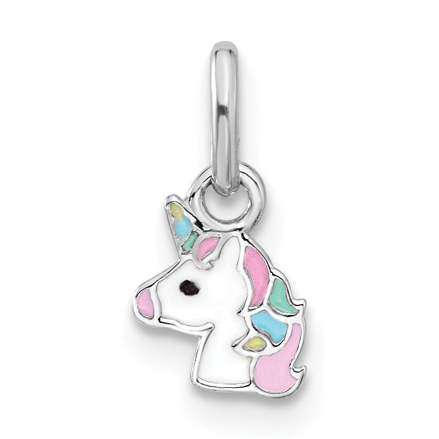 Sterling Silver Rhodium-plated Children's Enamel Unicorn Pendant Main image
