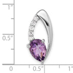Sterling Silver Rhodium-plated Amethyst and CZ Chain Slide