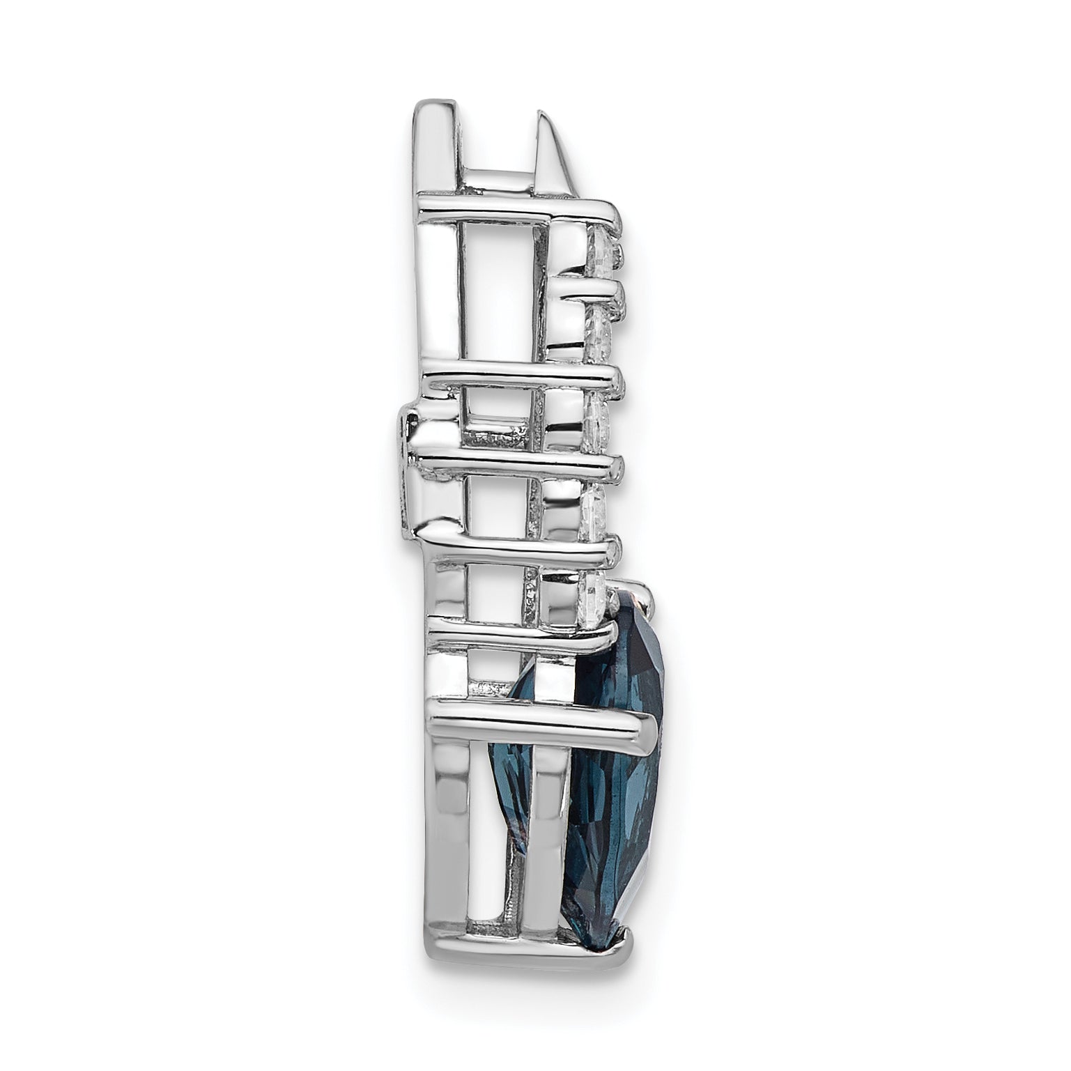 Sterling Silver Rhodium-plated London Blue Topaz and CZ Chain Slide Secondary image