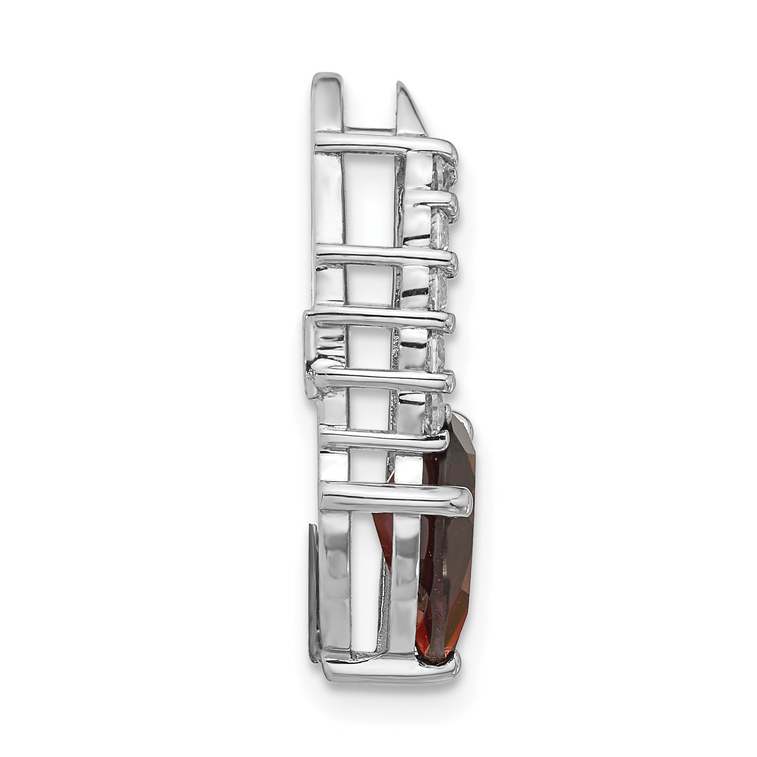 Sterling Silver Rhodium-plated Garnet and CZ Chain Slide Secondary image