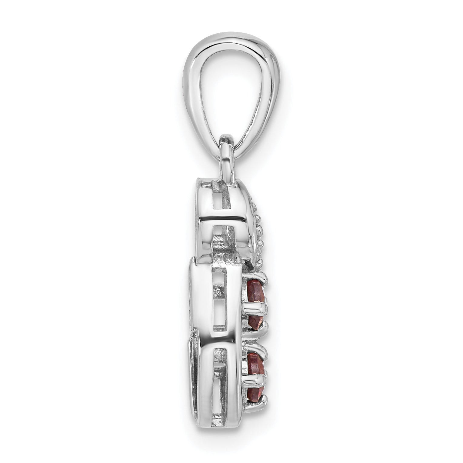 Sterling Silver Rhodium-plated Garnet and CZ Swirl Pendant Secondary image