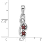 Sterling Silver Rhodium-plated Garnet and CZ Swirl Pendant