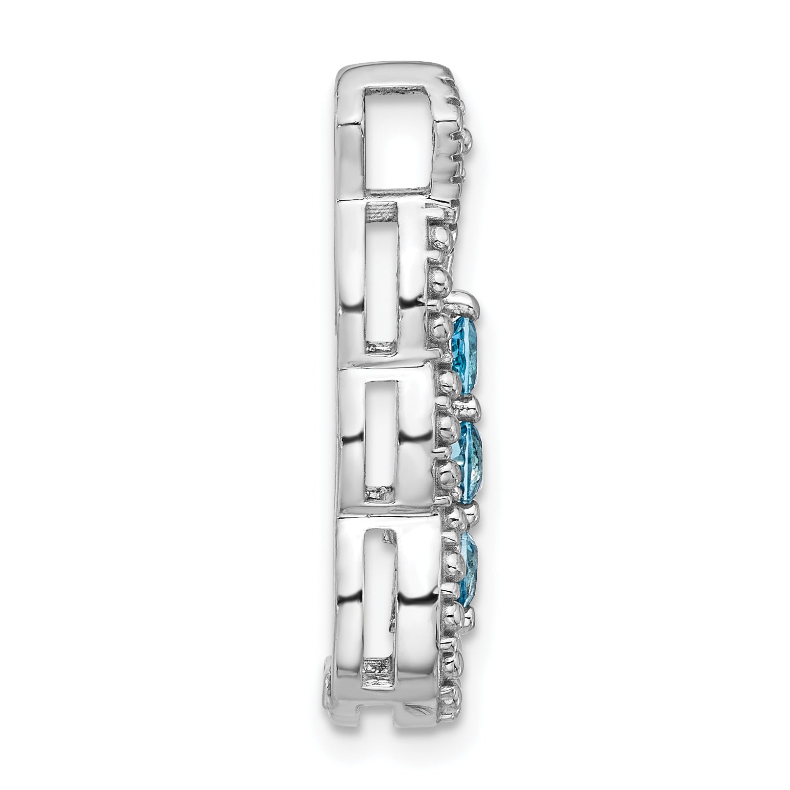 Sterling Silver Rhodium-plated Light Swiss Blue Topaz Chain Slide Secondary image