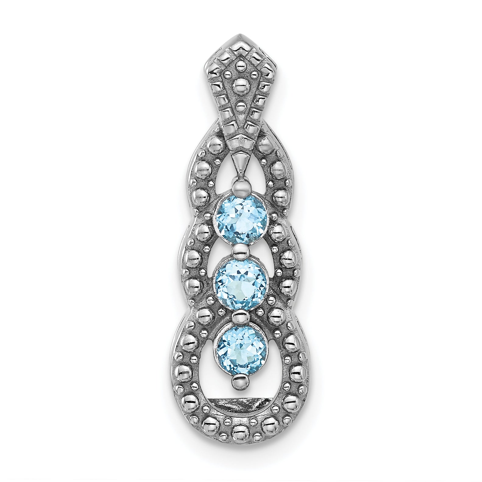 Sterling Silver Rhodium-plated Light Swiss Blue Topaz Chain Slide Main image