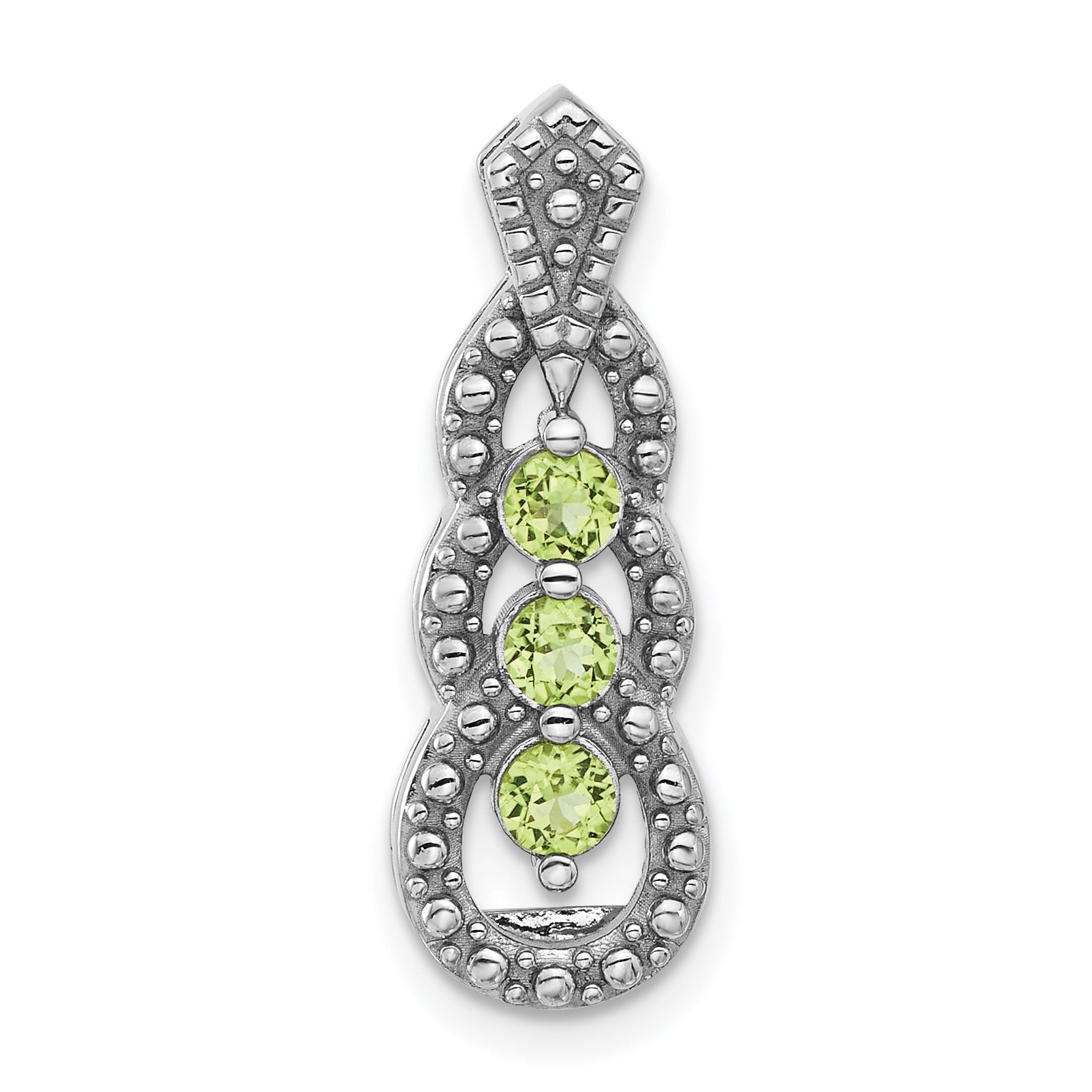 Sterling Silver Rhodium-plated Peridot Chain Slide Main image