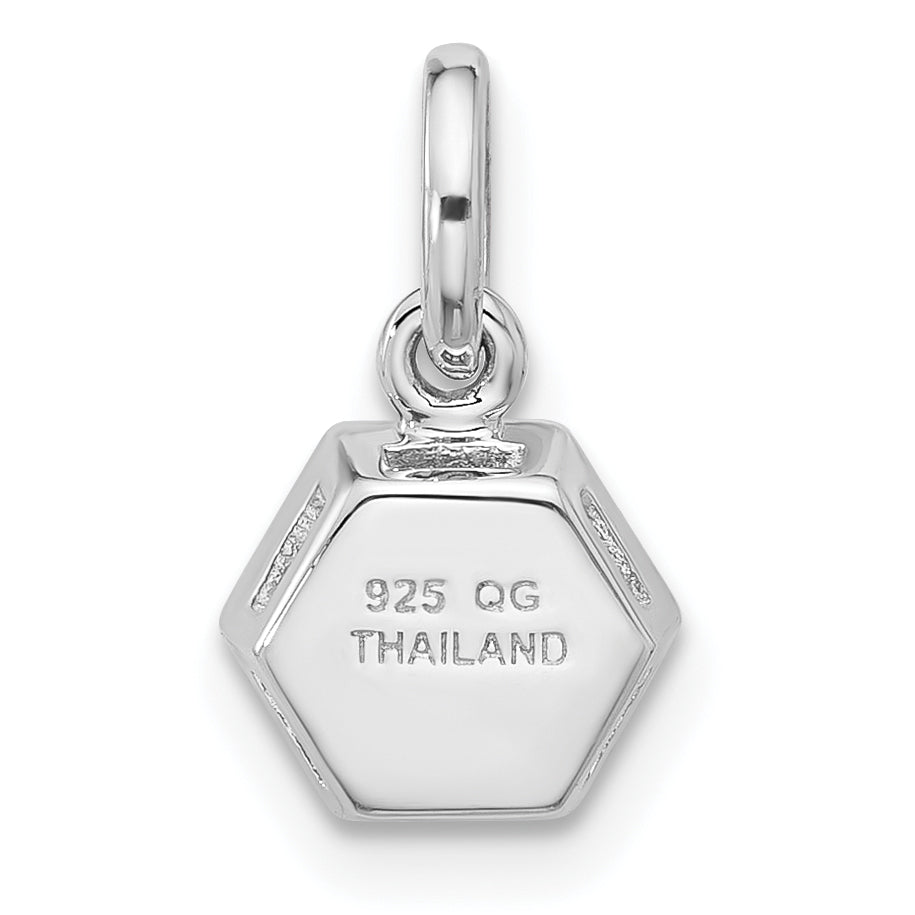 Sterling Silver Rh-plated Polished Solitaire Sky Blue Topaz Charm Pendant