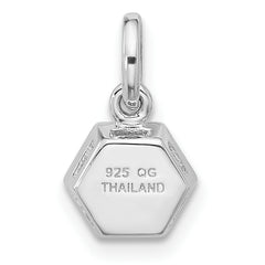 Sterling Silver Rh-plated Polished Solitaire Sky Blue Topaz Charm Pendant