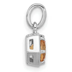 Sterling Silver Rhodium-plated Polished Solitaire Citrine Charm Pendant