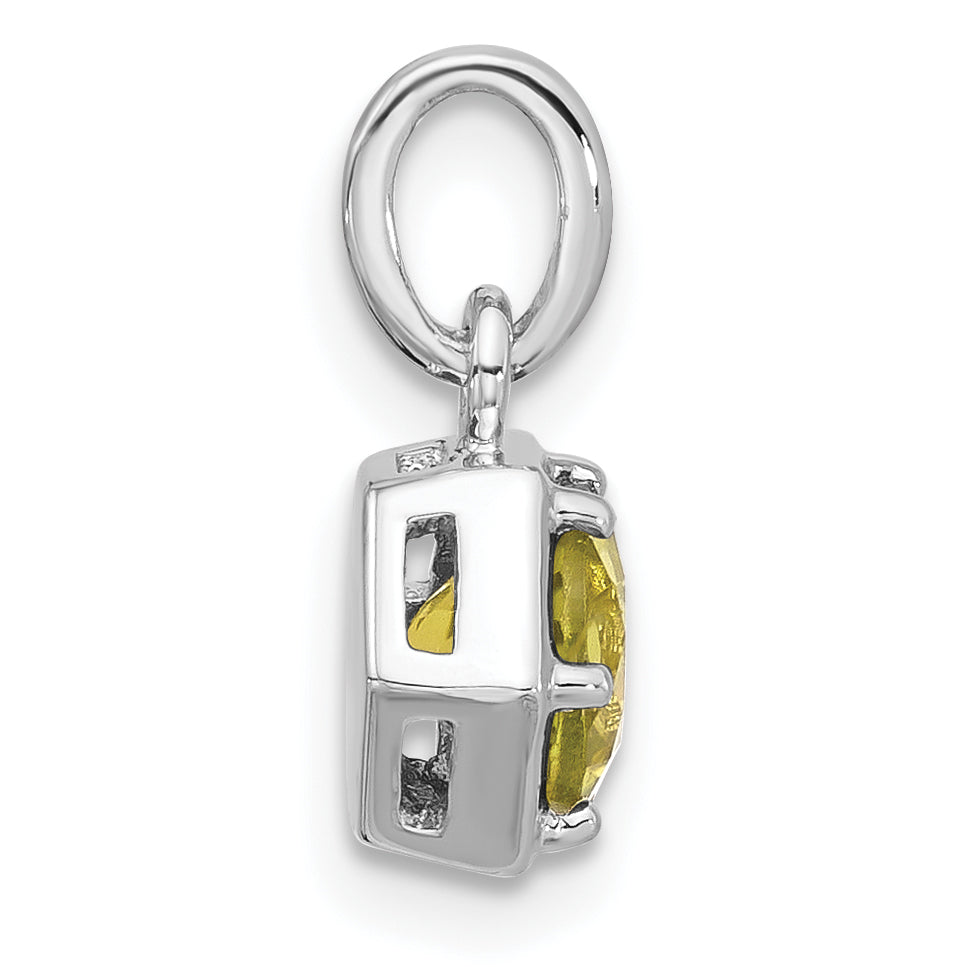 Sterling Silver Rhodium-plated Polished Solitaire Peridot Charm Pendant Secondary image