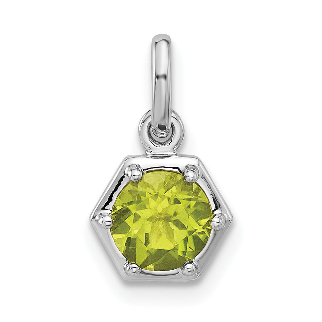 Sterling Silver Rhodium-plated Polished Solitaire Peridot Charm Pendant Main image
