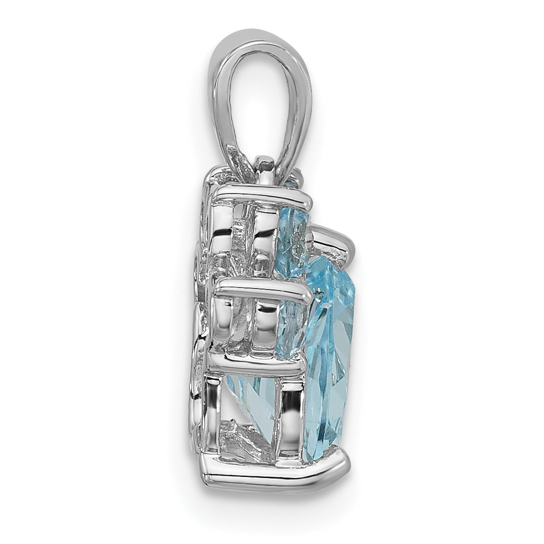 Sterling Silver Rhodium-plated Polished Sky Blue Topaz Paw Pendant Secondary image