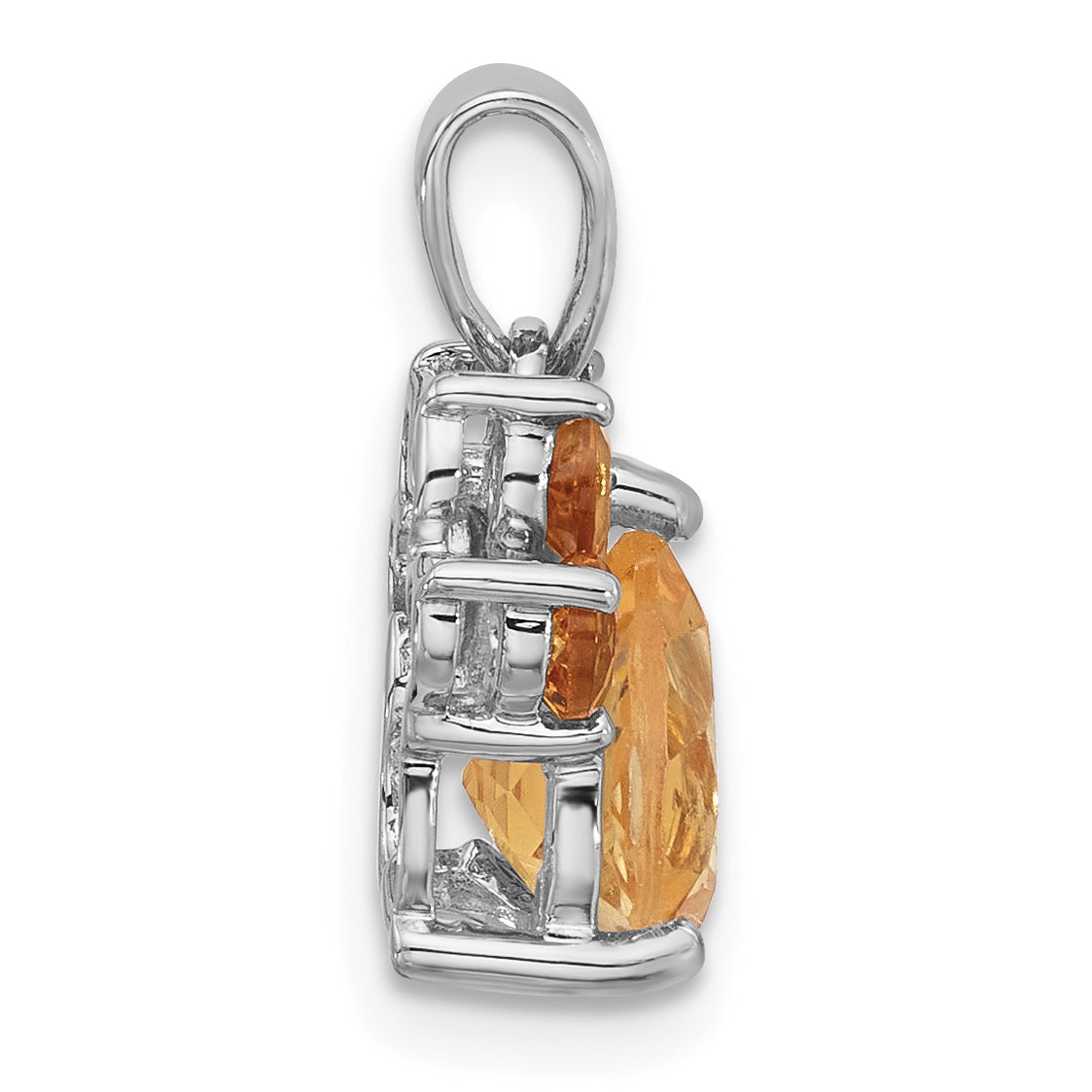 Sterling Silver Rhodium-plated Polished Citrine Paw Pendant Secondary image
