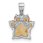 Sterling Silver Rhodium-plated Polished Citrine Paw Pendant