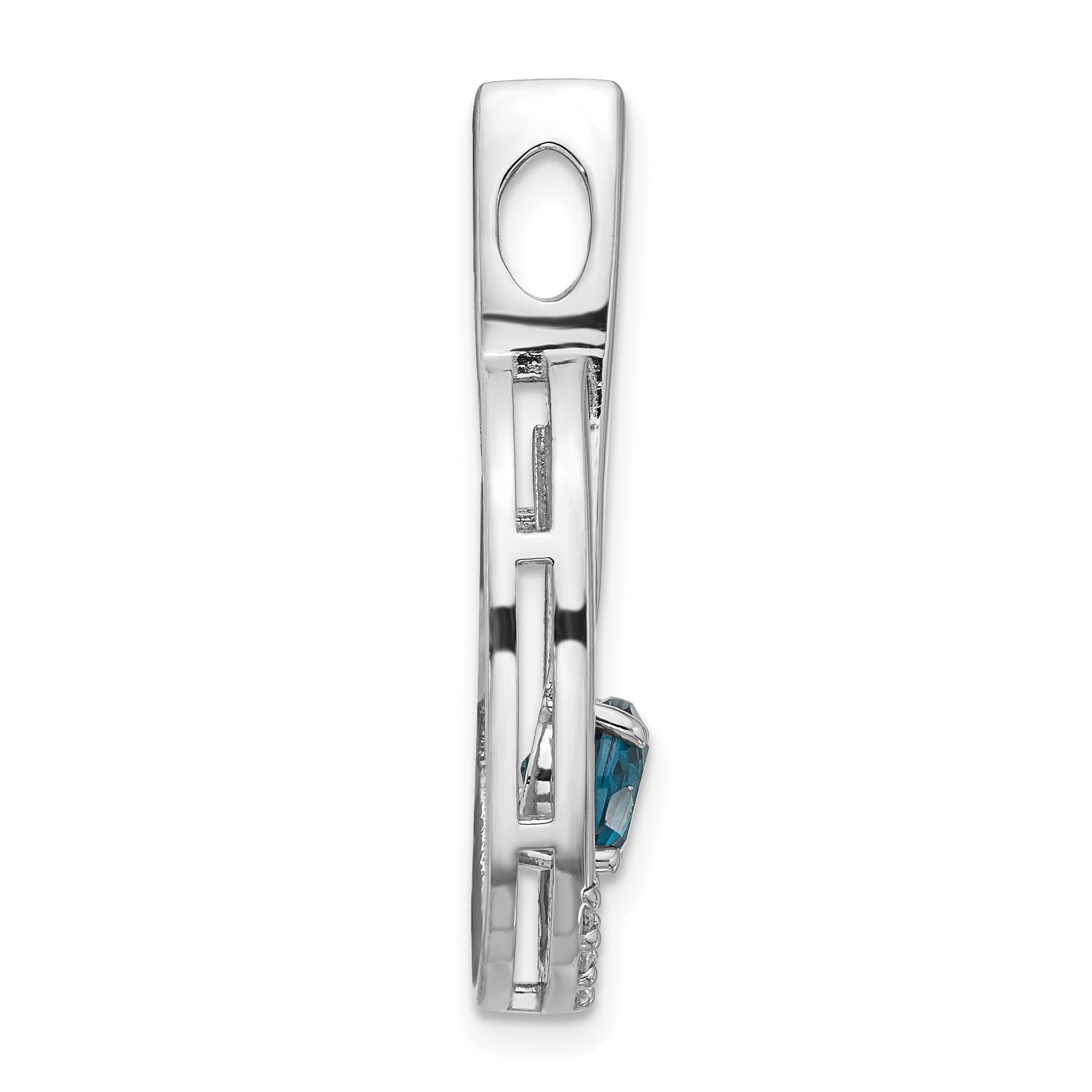 Sterling Silver Rhodium-plated London Blue Topaz and CZ Chain Slide Secondary image