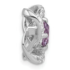 Sterling Silver Rhodium-plated Polished Amethyst/CZ Chain Slide Pendant