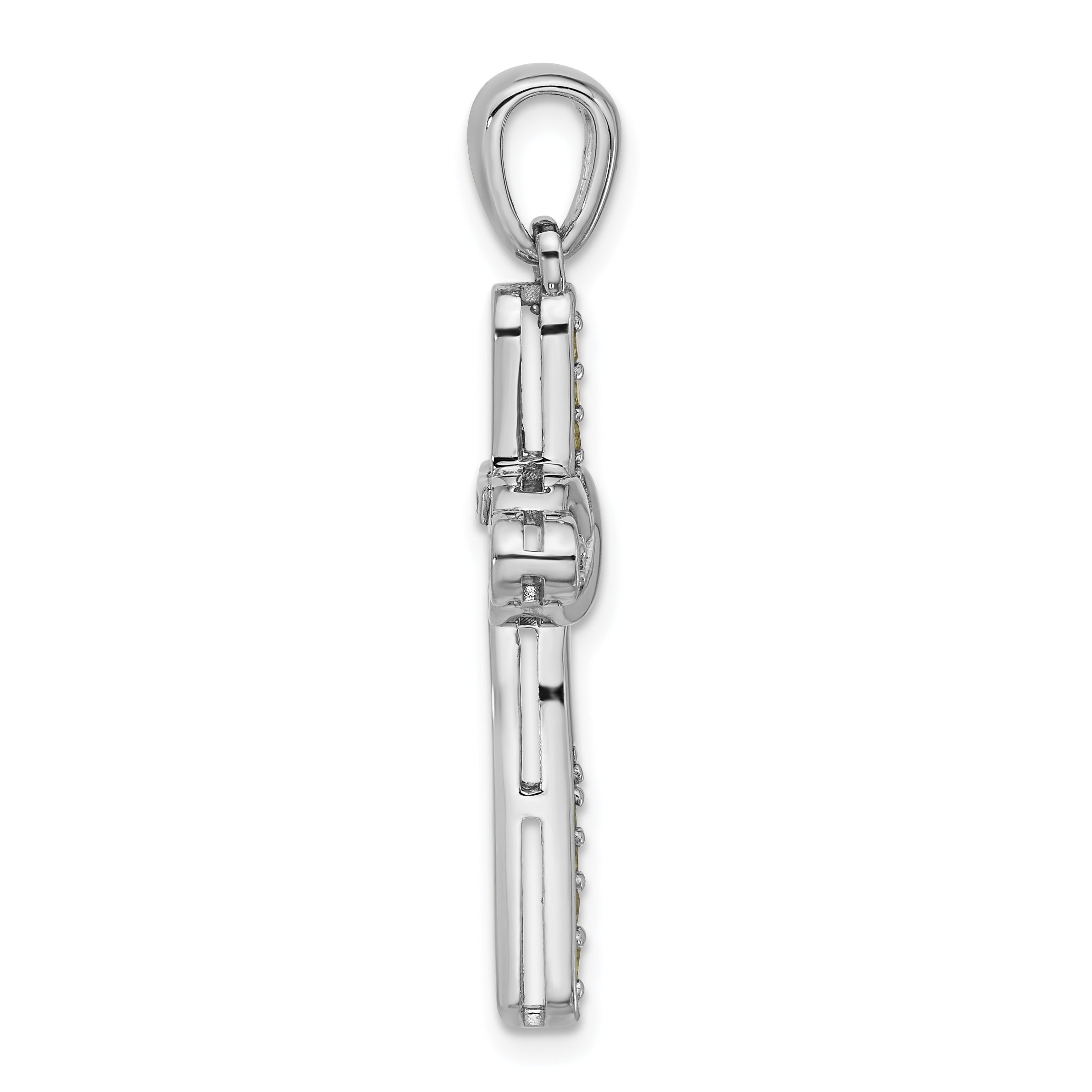 Sterling Silver Rhodium-plated Peridot Infinity Cross Pendant Secondary image