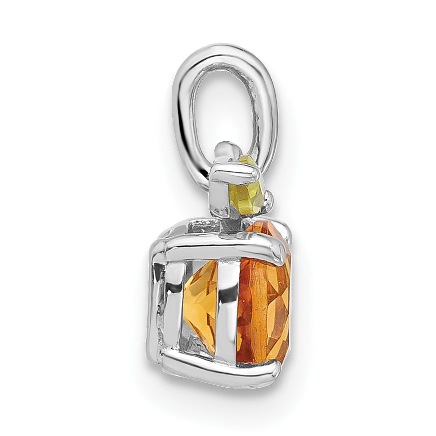 Sterling Silver Rhodium-plated Citrine and Peridot Orange Pendant Secondary image