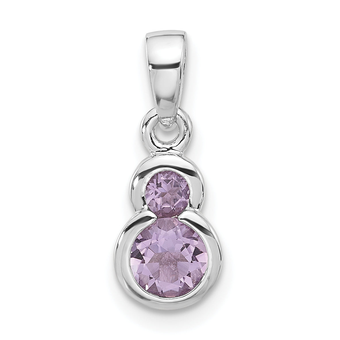 Sterling Silver Rhodium-plated Polished Amethyst Pendant Main image