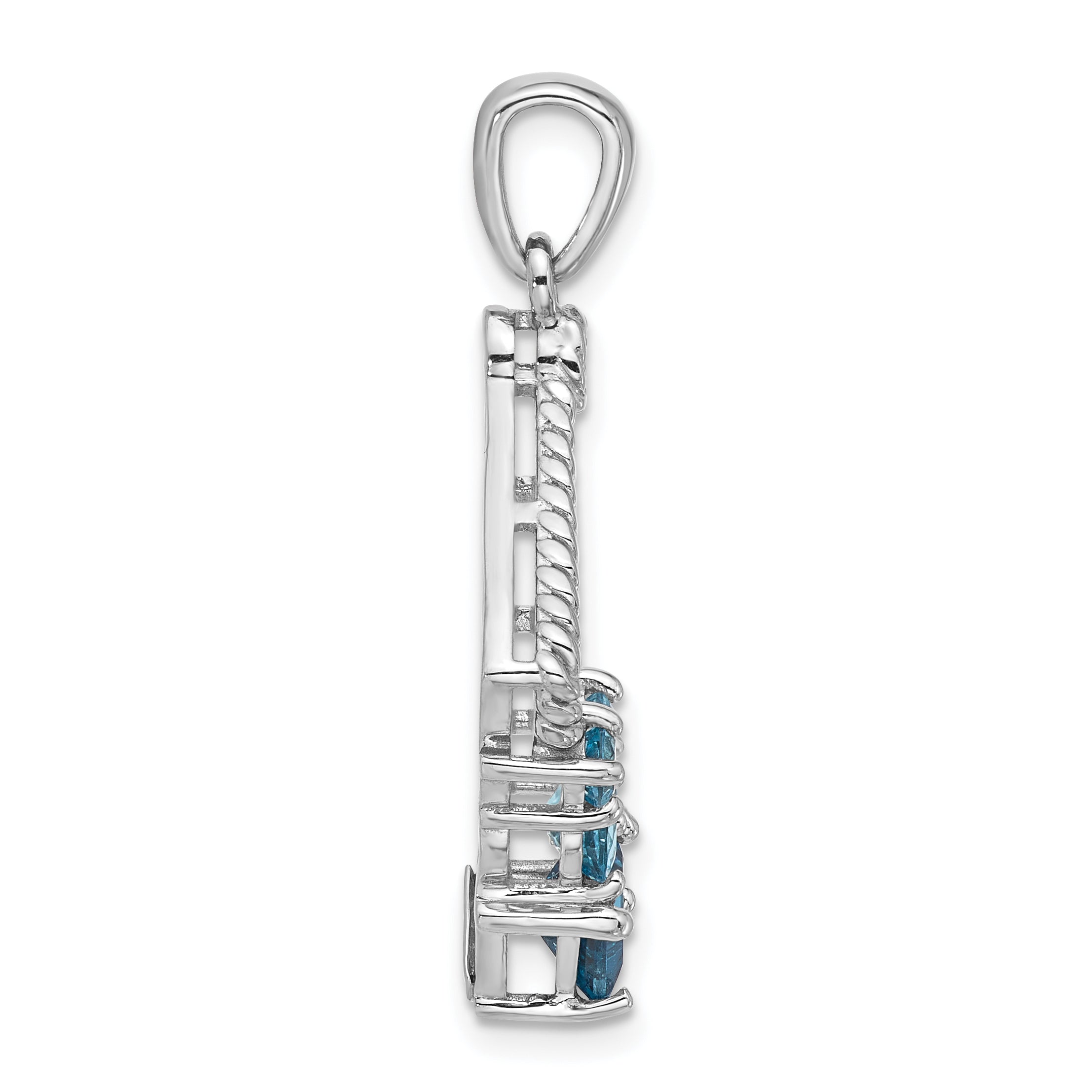 Sterling Silver Rhodium-plated London and Light Swiss Blue Topaz Pendant Secondary image