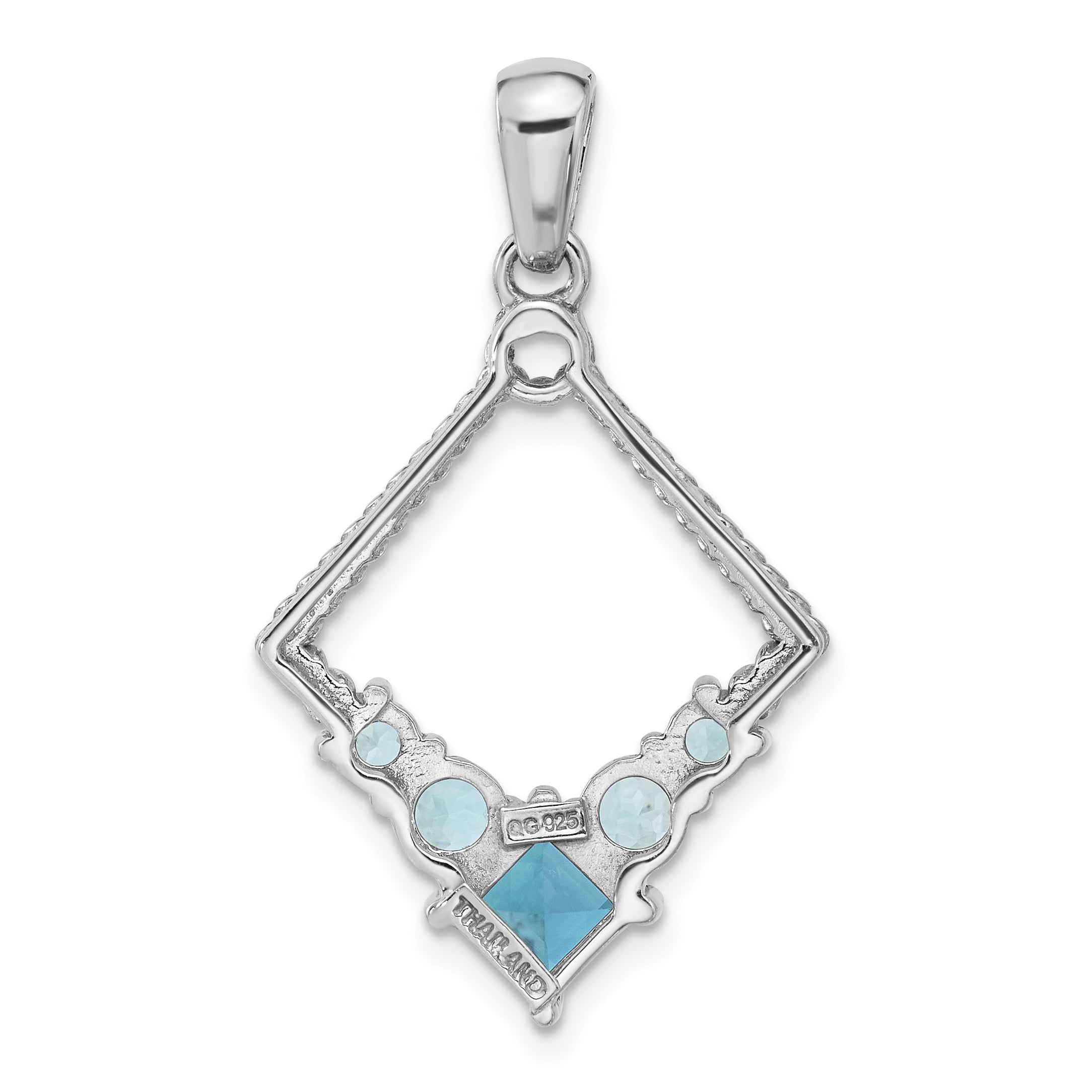 Sterling Silver Rhodium-plated London and Light Swiss Blue Topaz Pendant