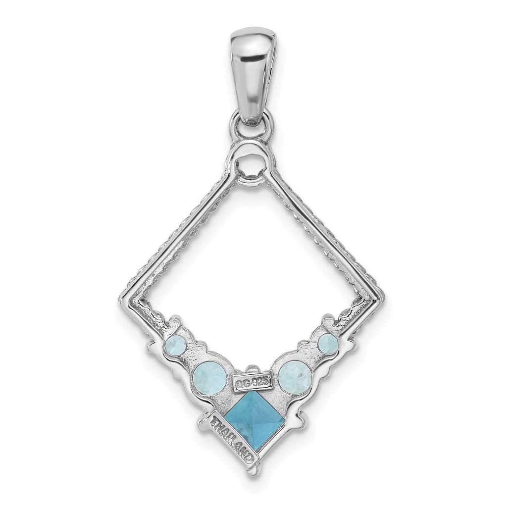 Sterling Silver Rhodium-plated London and Light Swiss Blue Topaz Pendant