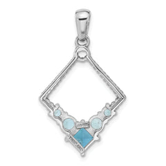 Sterling Silver Rhodium-plated London and Light Swiss Blue Topaz Pendant