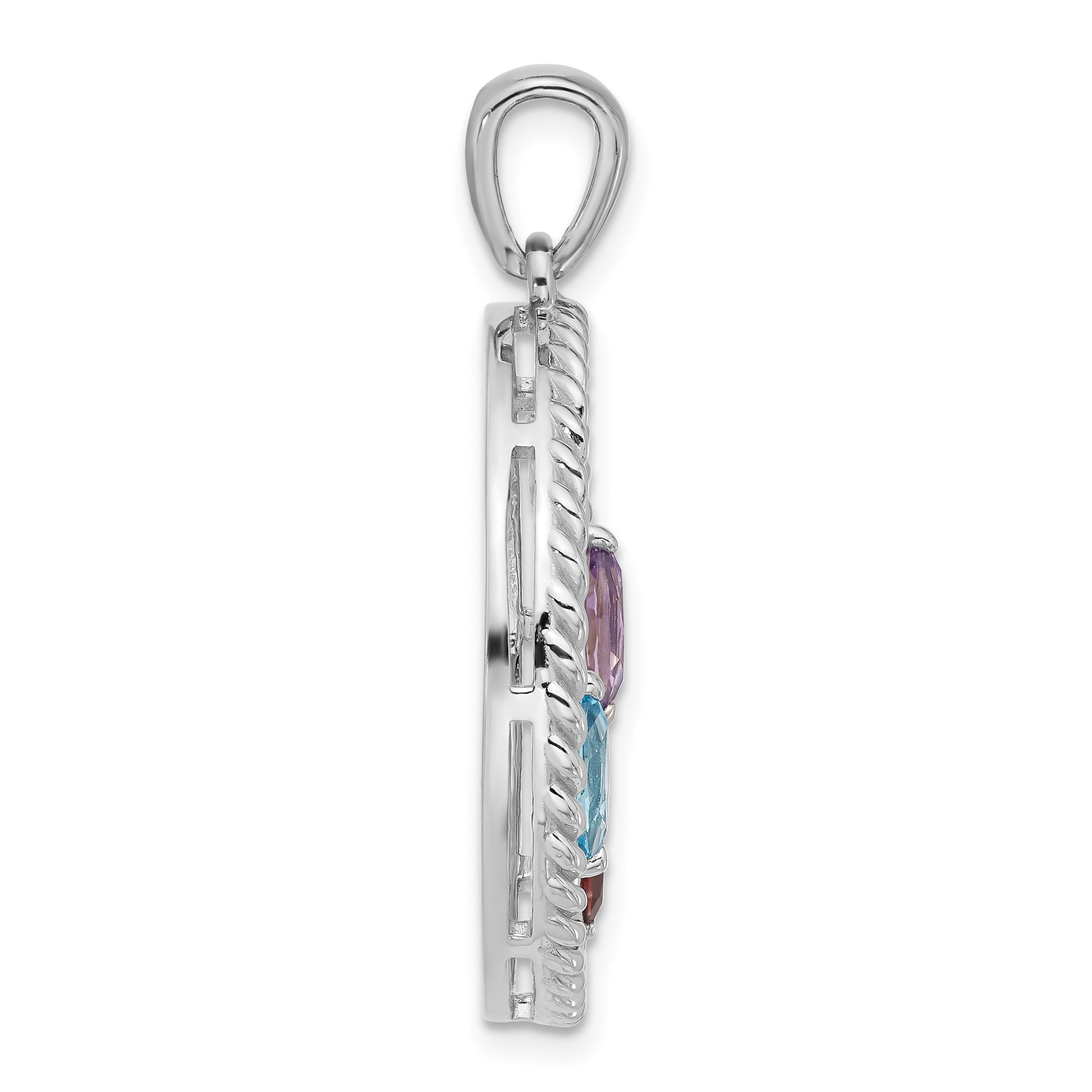 Sterling Silver Rhodium-plated Rainbow Multi-Gemstone Pendant Secondary image
